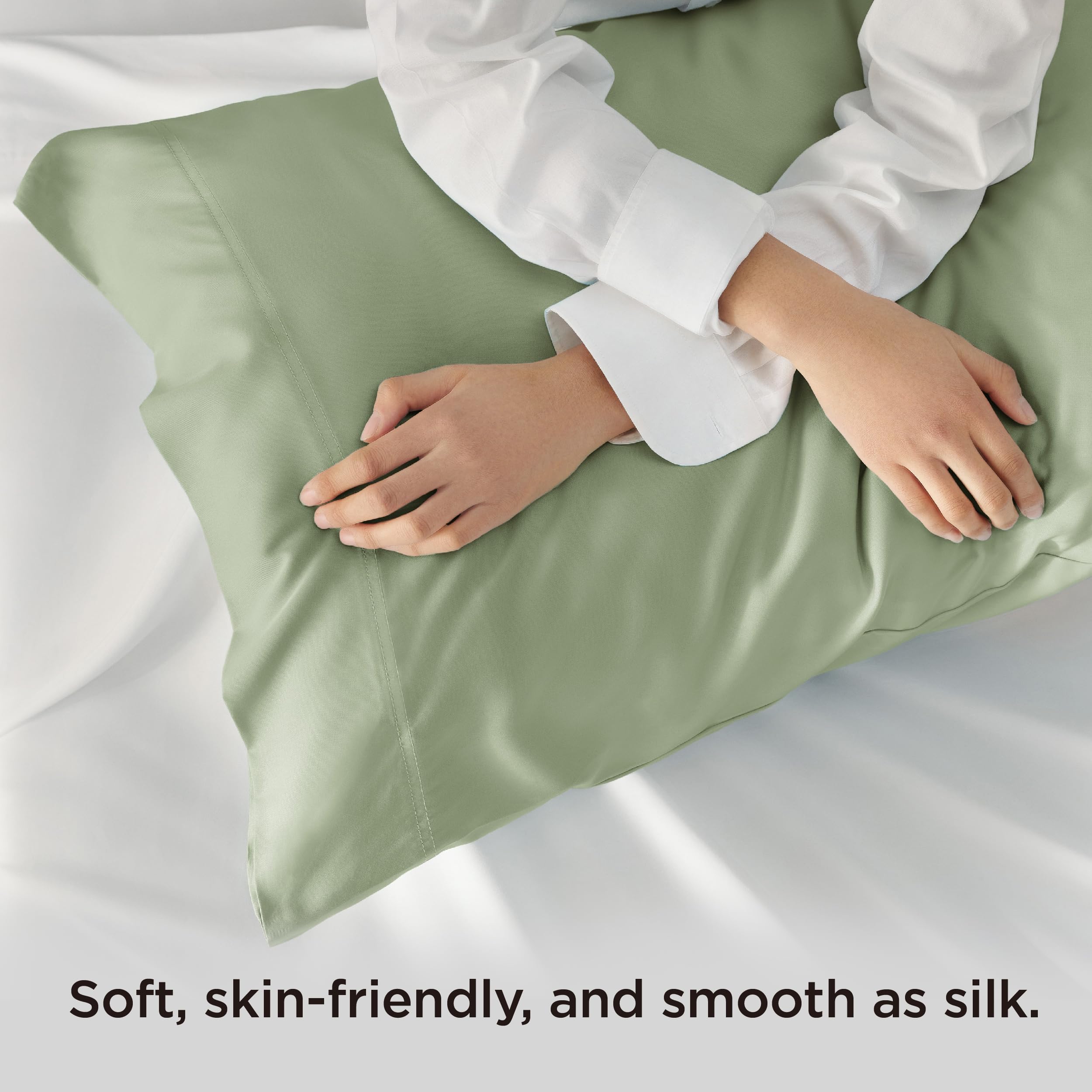 Bedsure pillowcase fitted on a king pillow demonstrating neat appearance