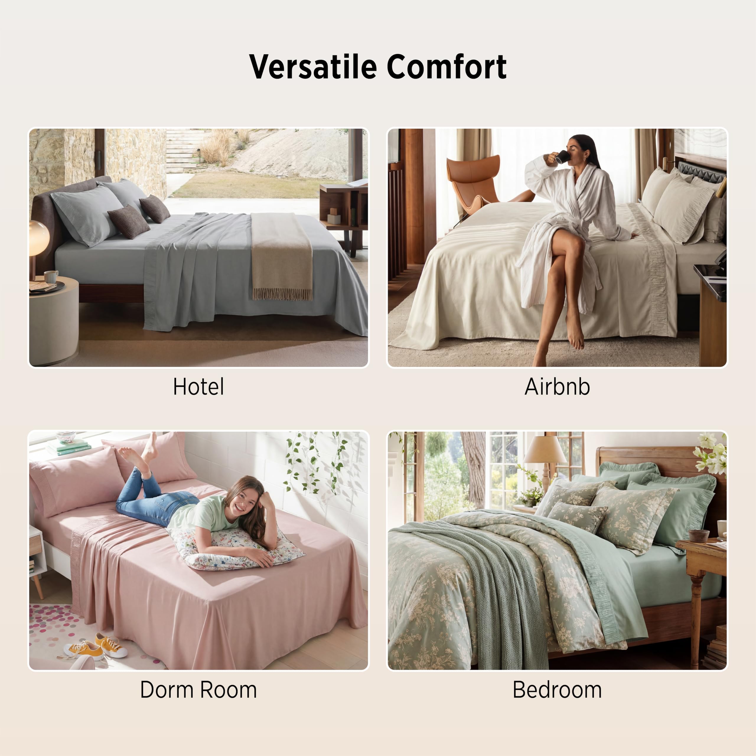 Bedsure two pillowcases styled on bed providing soft, smooth comfort