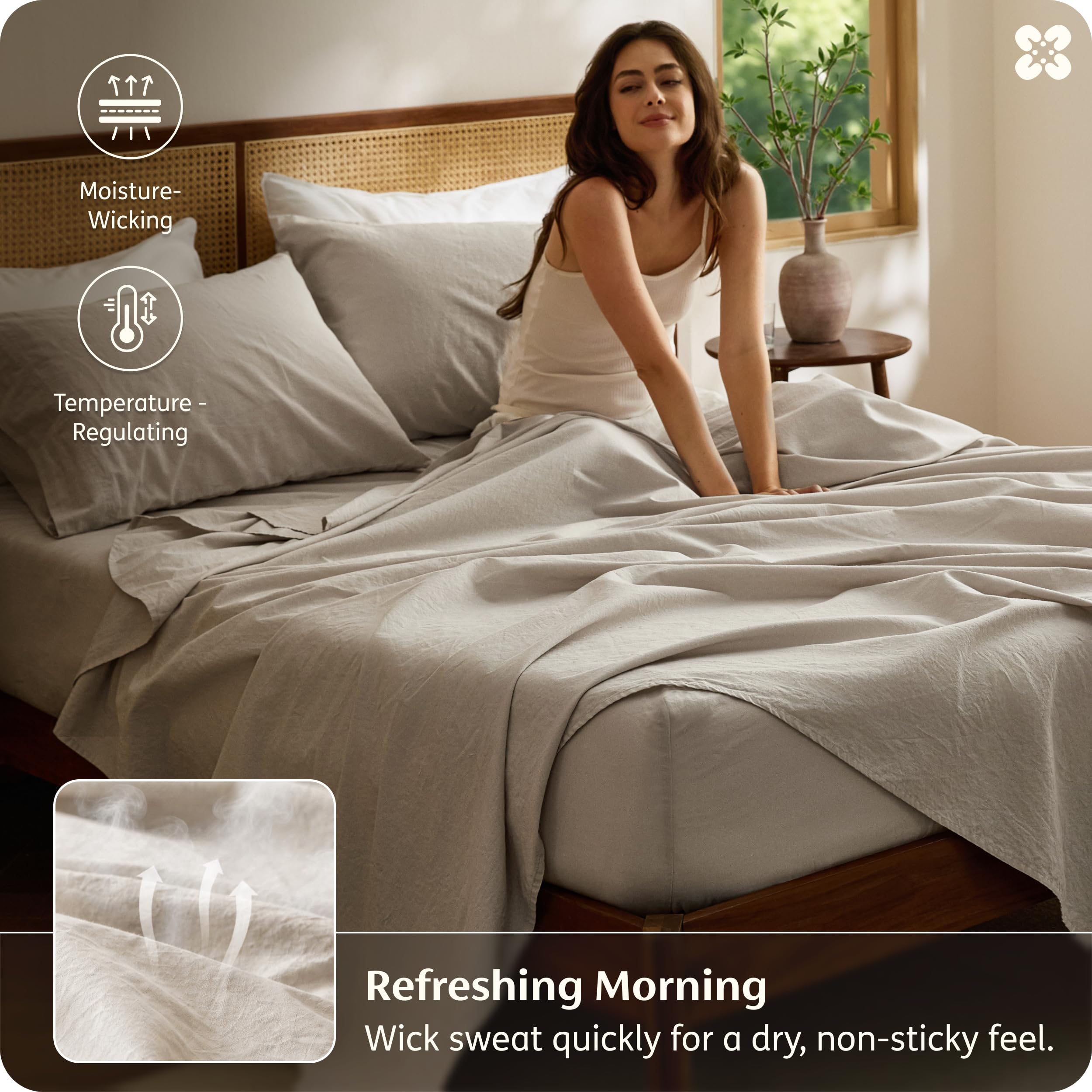 Bedsure pillowcases styled on bed showing coordinated look and comfort
