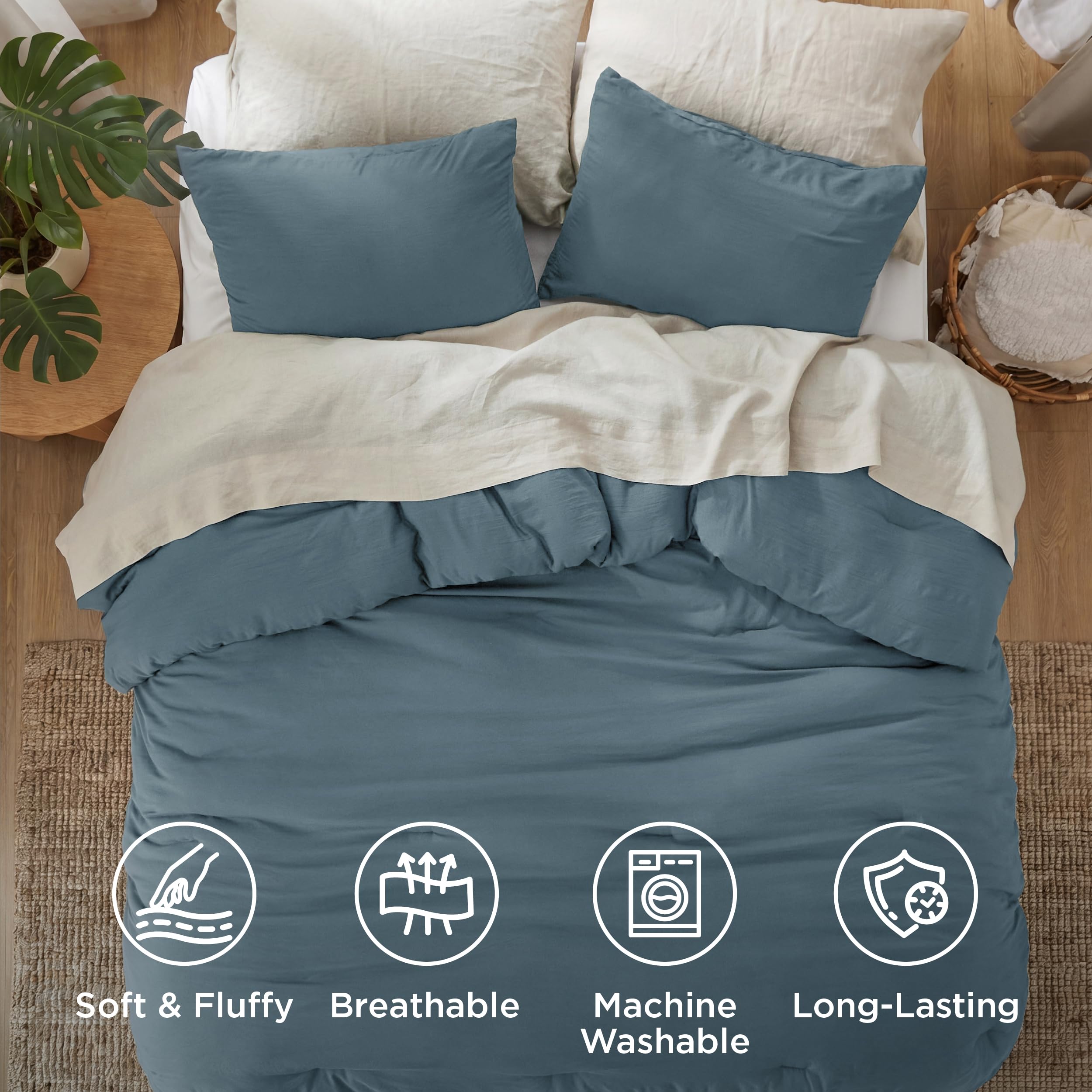 Bedsure arranged shams and pillows demonstrating coordinated three-piece set