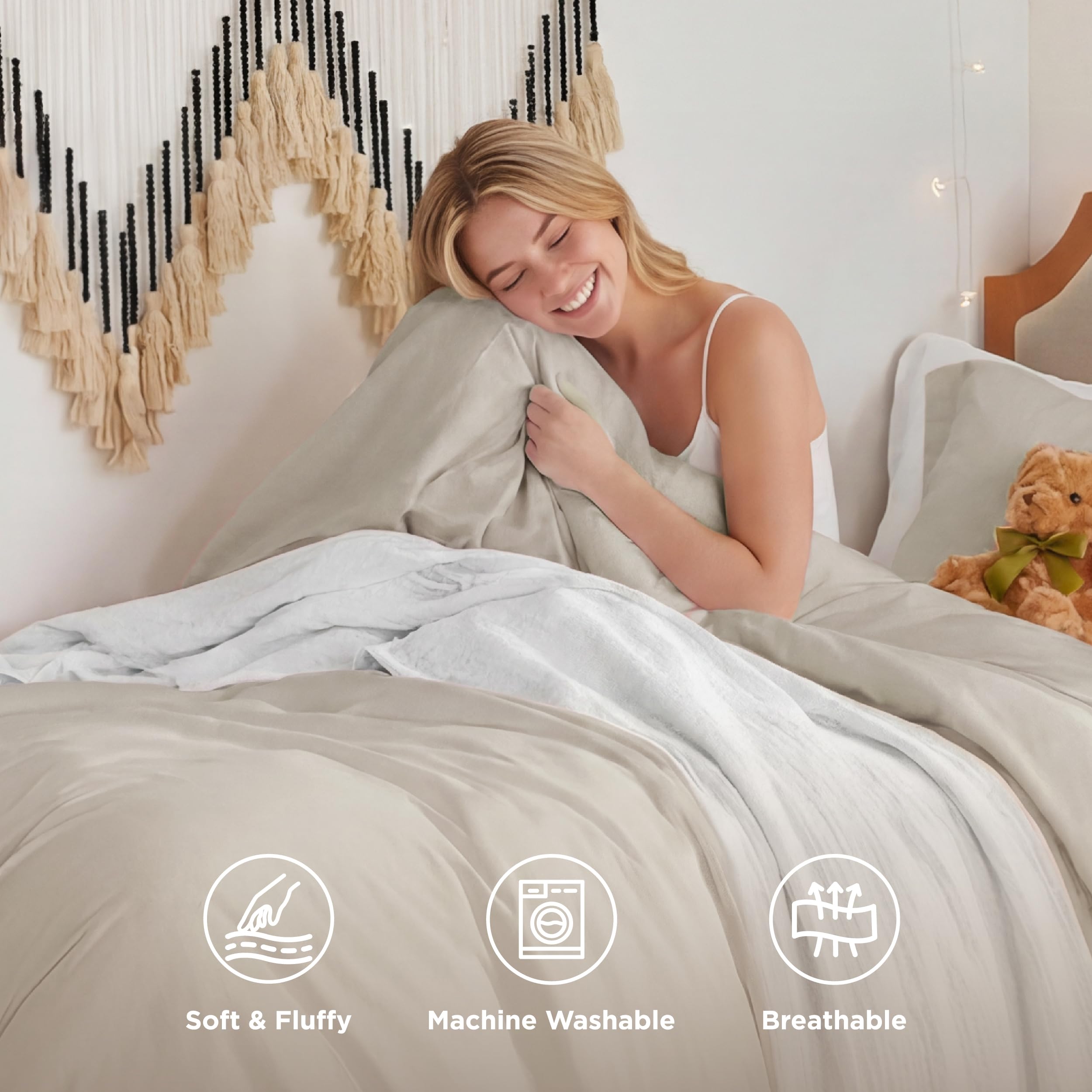 Bedsure pillow sham and seam finish displaying durable stitching benefit