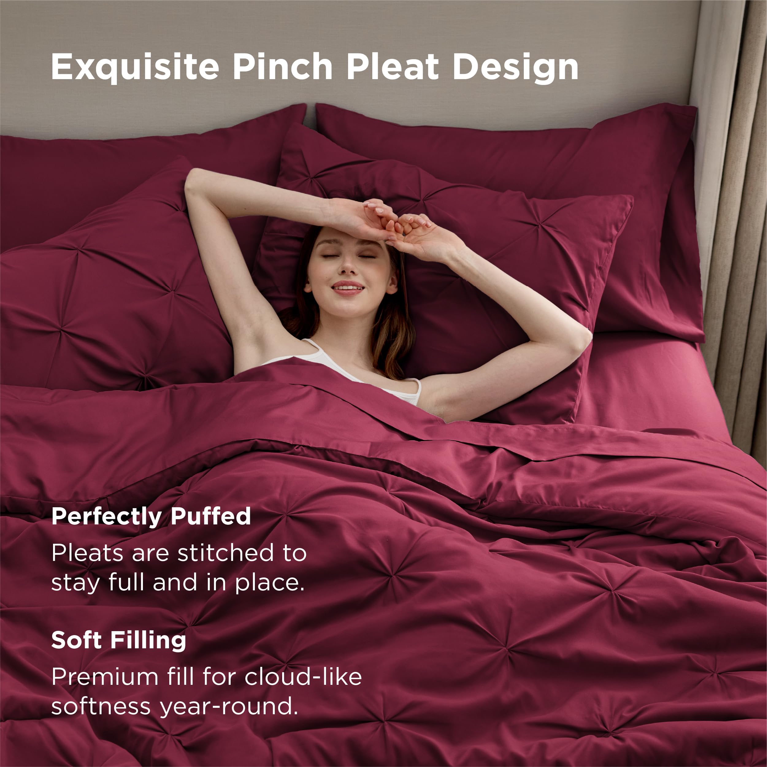 Bedsure pinch pleat close-up highlighting tailored design and refined texture