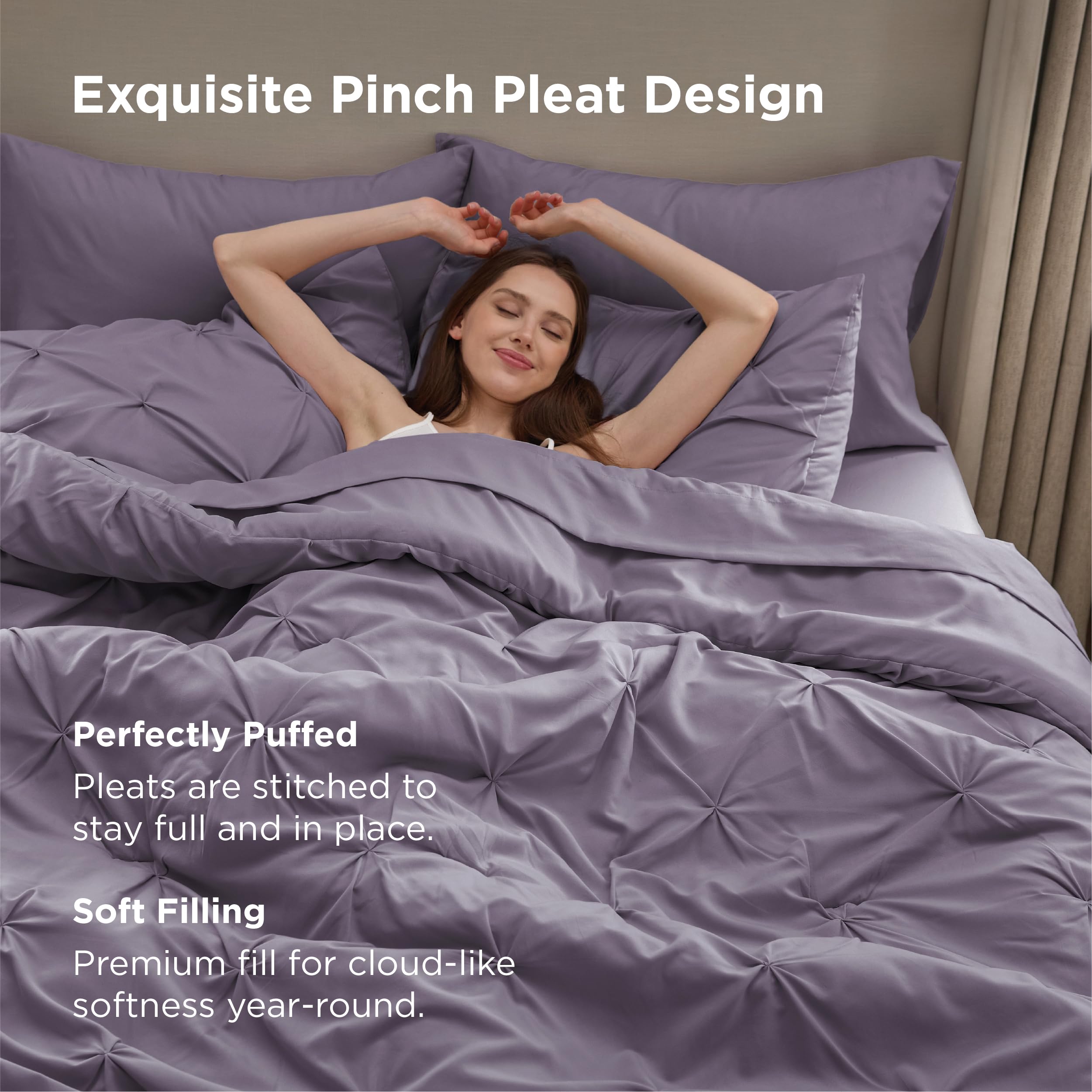 Bedsure pinch-pleat stitching detail giving a refined decorative look