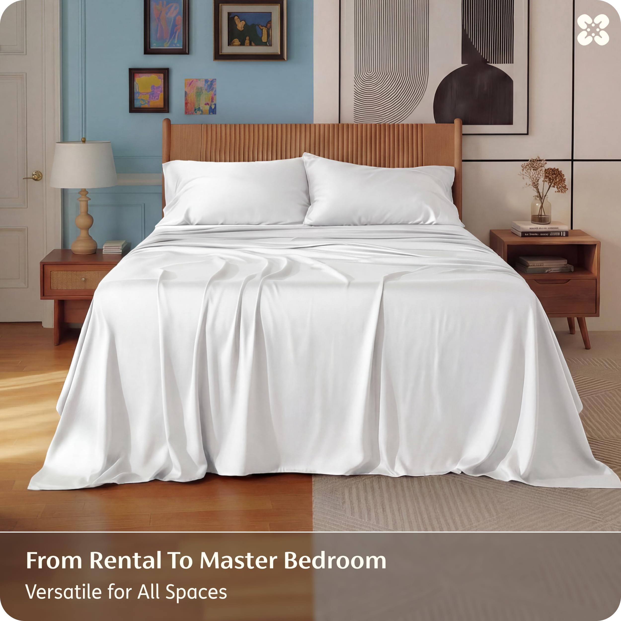 Bedsure sheets styled on bed illustrating cool, lightweight comfort