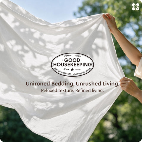 Bedsure fabric close-up displaying washed cotton texture and breathable comfort