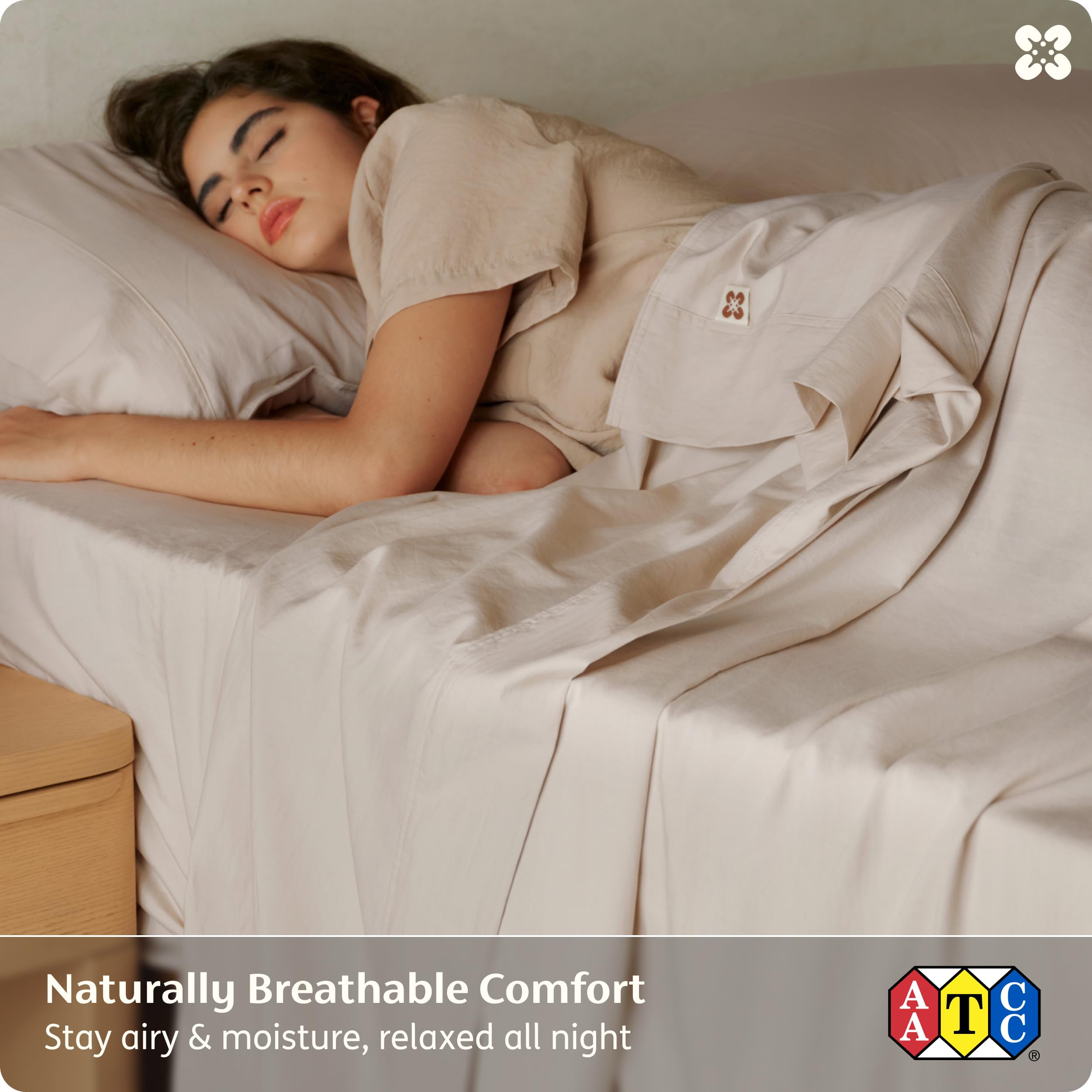 Bedsure held fabric showing soft brushed finish and lasting comfort benefit