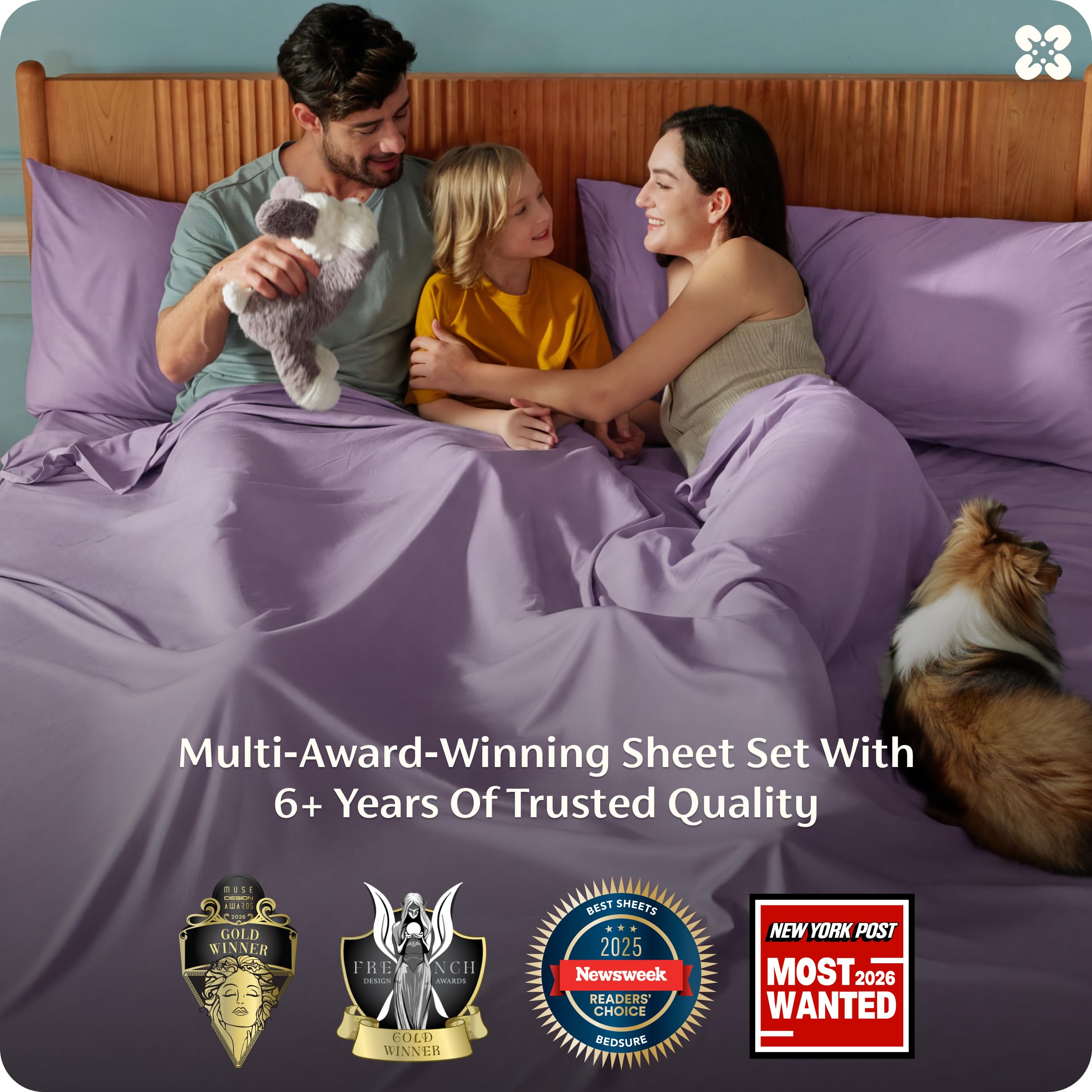 Bedsure flat sheet spread on bed illustrating smooth, cooling surface