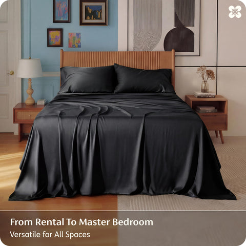 Bedsure PureWoven on made bed in bedroom showing comfortable cool sleep