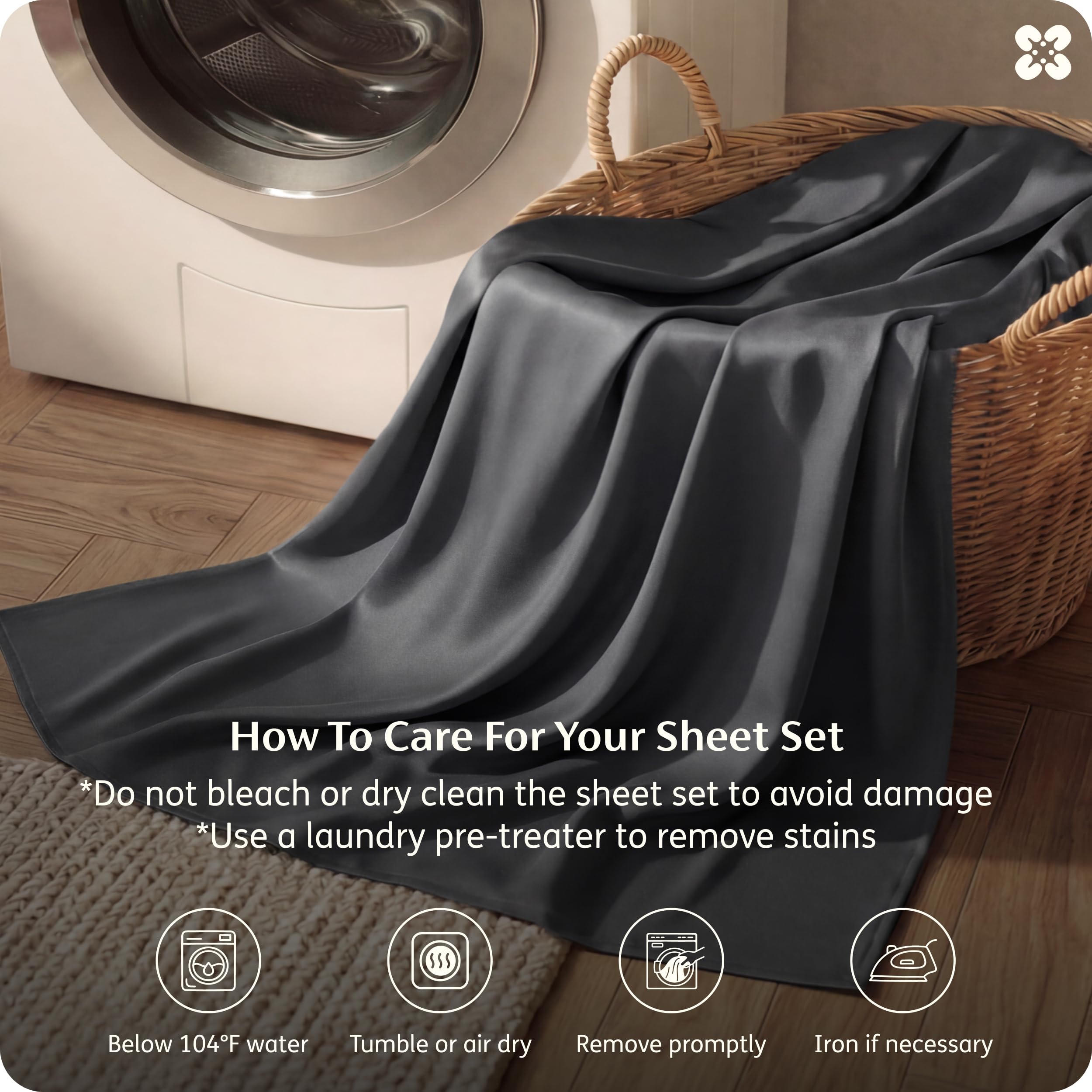 Bedsure care label and tags showing OEKO-TEX certification benefit