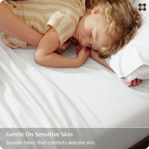 Bedsure fitted sheet deep pocket demo on thick mattress, proving no-slip fit