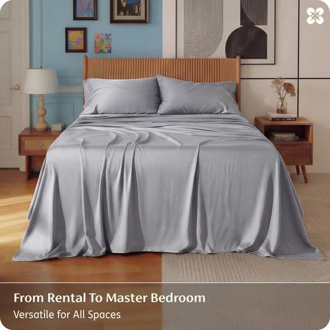 Bedsure PureWoven fabric hand touch highlighting silky texture and cooling comfort