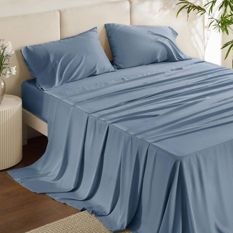 Bedsure PureWoven flat sheet front view showing smooth cool surface and comfort