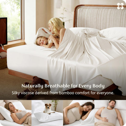Bedsure sheets styled on a bedroom bed, illustrating hotel-like drape and comfort