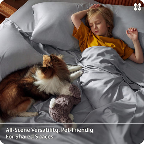Bedsure PureWoven fitted sheet on mattress showing fit for deep mattresses