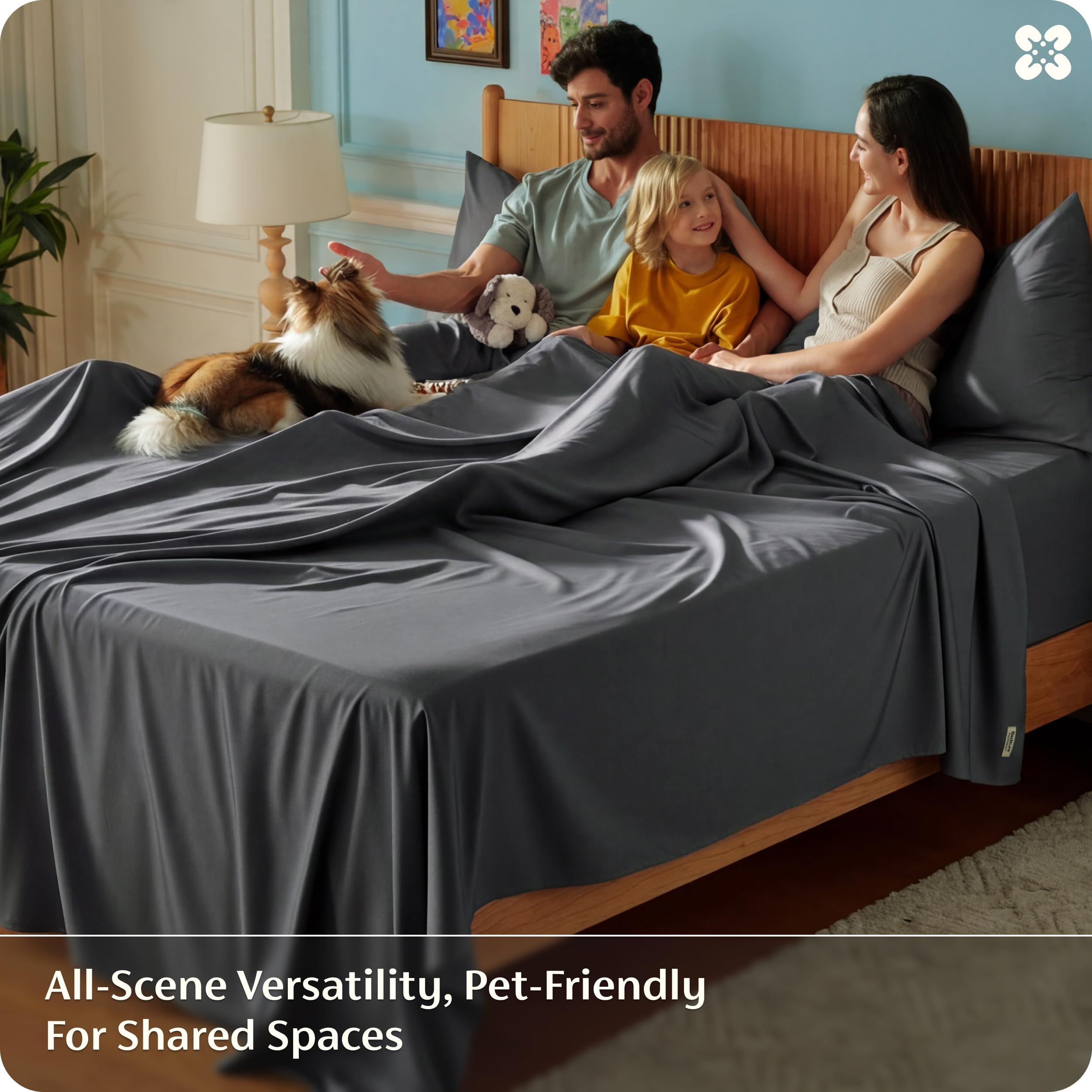 Bedsure PureWoven on made bed in bedroom showcasing cool comfort