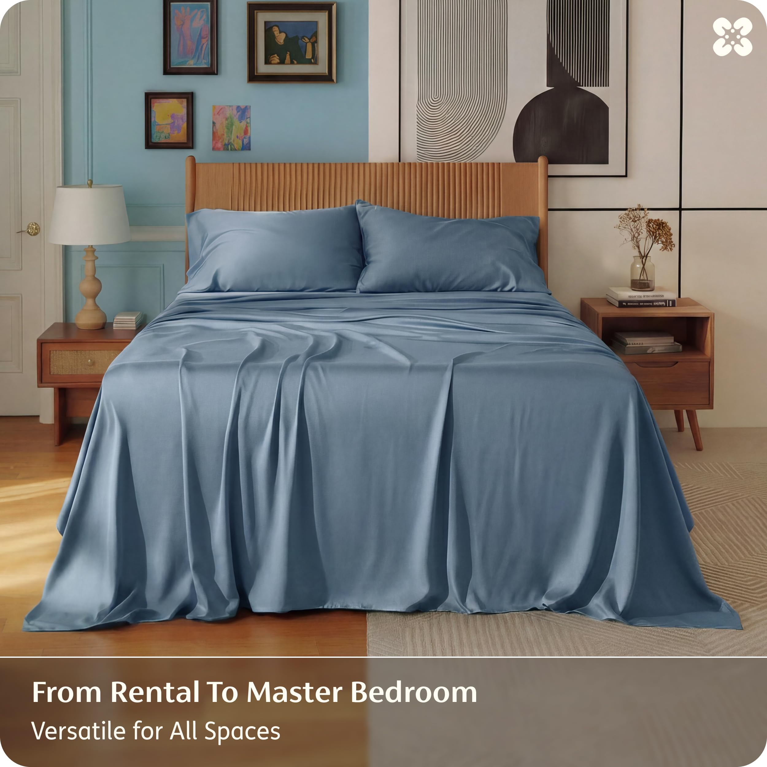 Bedsure PureWoven sheets on king mattress illustrating deep-pocket fit benefit
