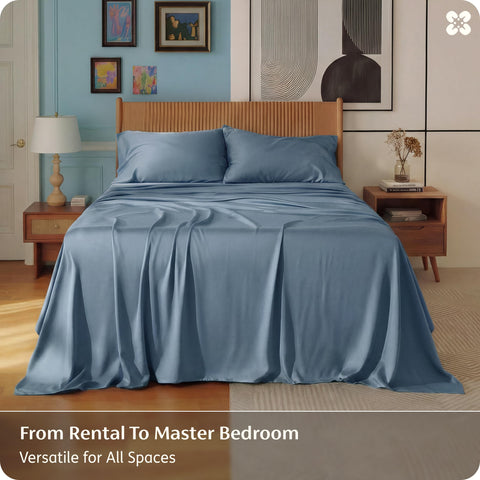 Bedsure PureWoven sheets on king mattress illustrating deep-pocket fit benefit