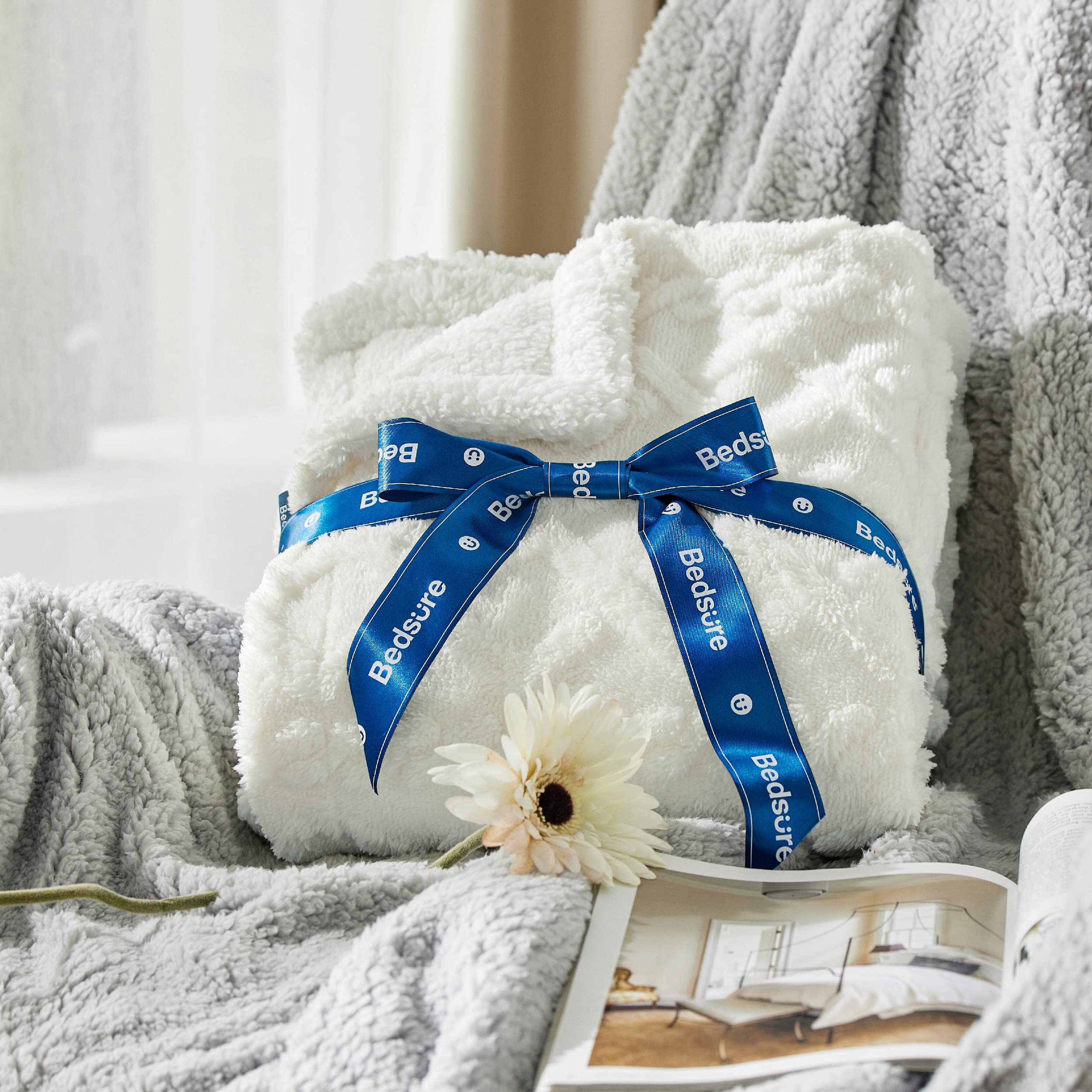 Bedsure queen folded on bed indicates size and neat, layered look