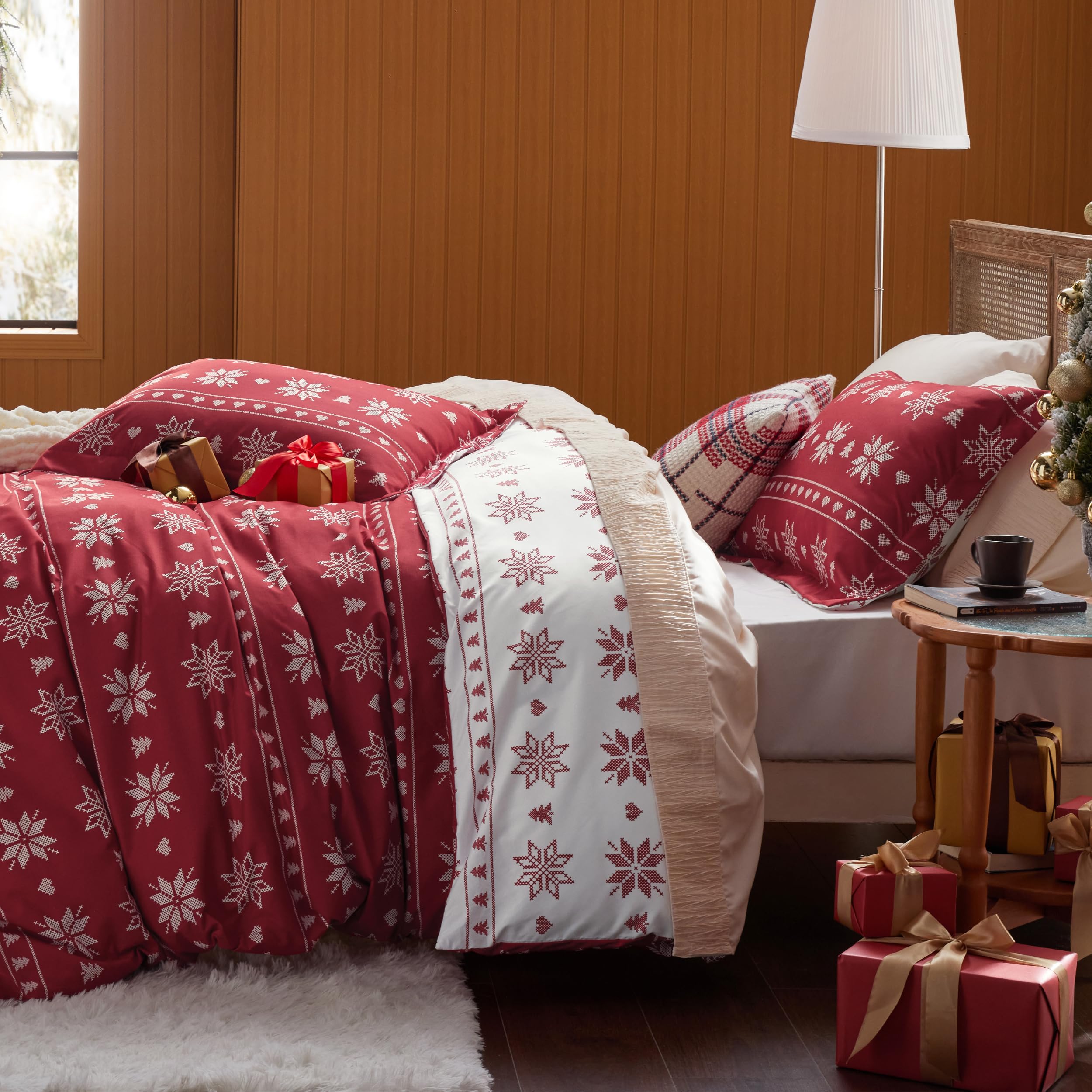 Bedsure queen bed staged in bedroom demonstrating full 90x90 inch coverage