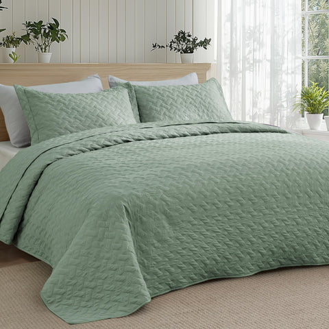 Bedsure quilt styled on a bed in a calming bedroom for versatile room refresh