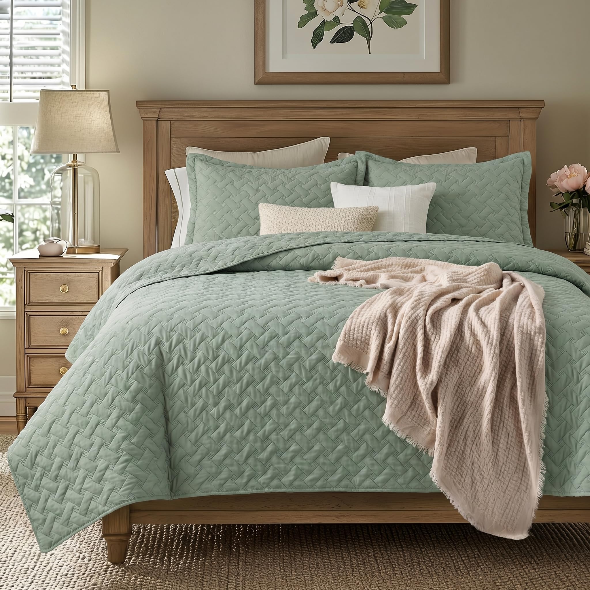 Bedsure quilt used as sofa throw showing pet-friendly protection and warmth