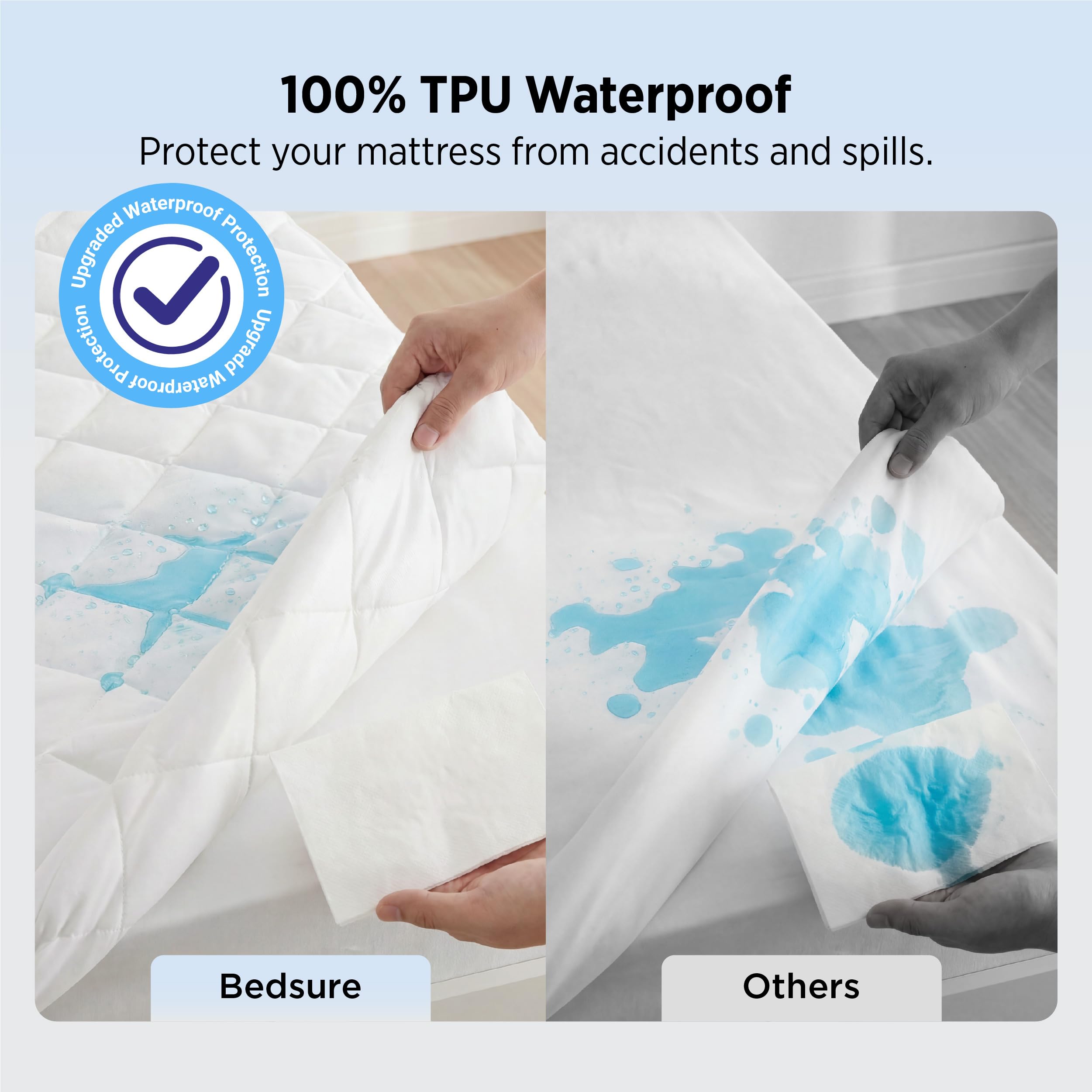 Bedsure quilted top closeup highlighting soft texture and added comfort on the mattress surface