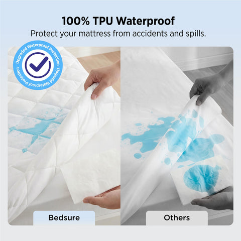 Bedsure quilted top closeup highlighting soft texture and added comfort on the mattress surface