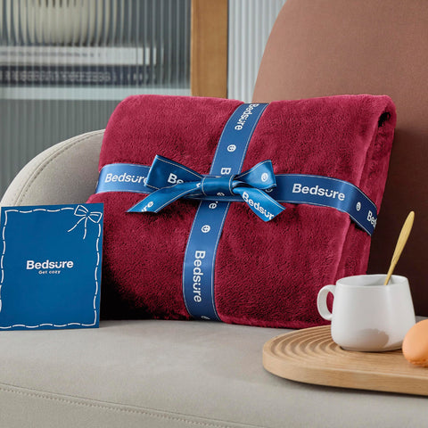Bedsure red with pet on sofa protects furniture and comforts