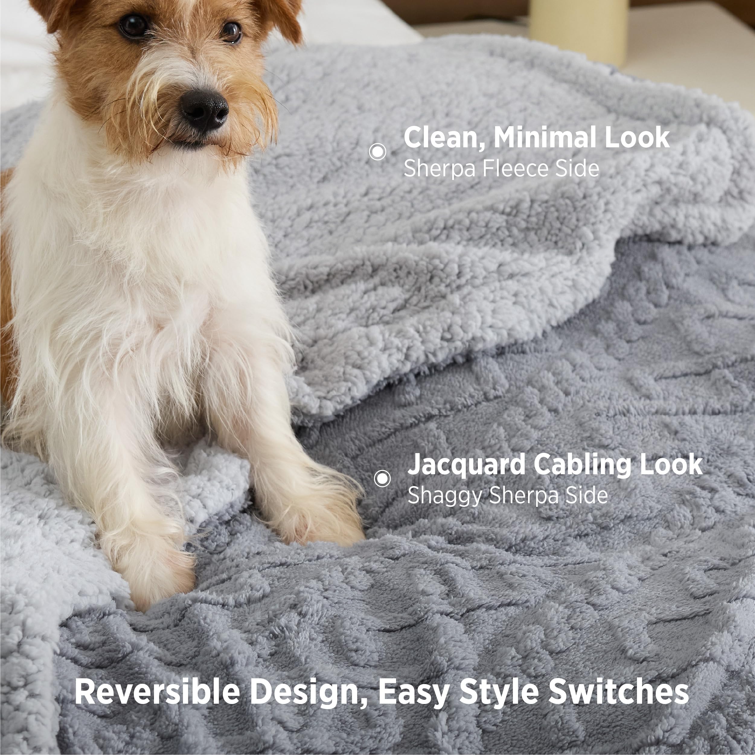 Bedsure reverse shaggy sherpa detail showing plush softness and warmth