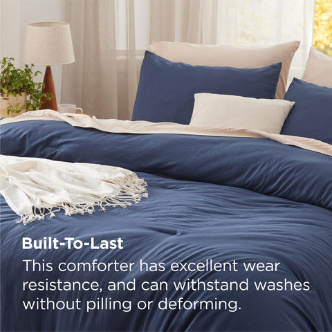 Bedsure reverse side showing contrasting color for reversible styling and quick bedroom refresh