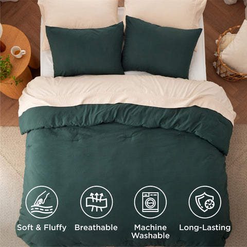 Bedsure reversible back showing complementary color option to change bedroom mood