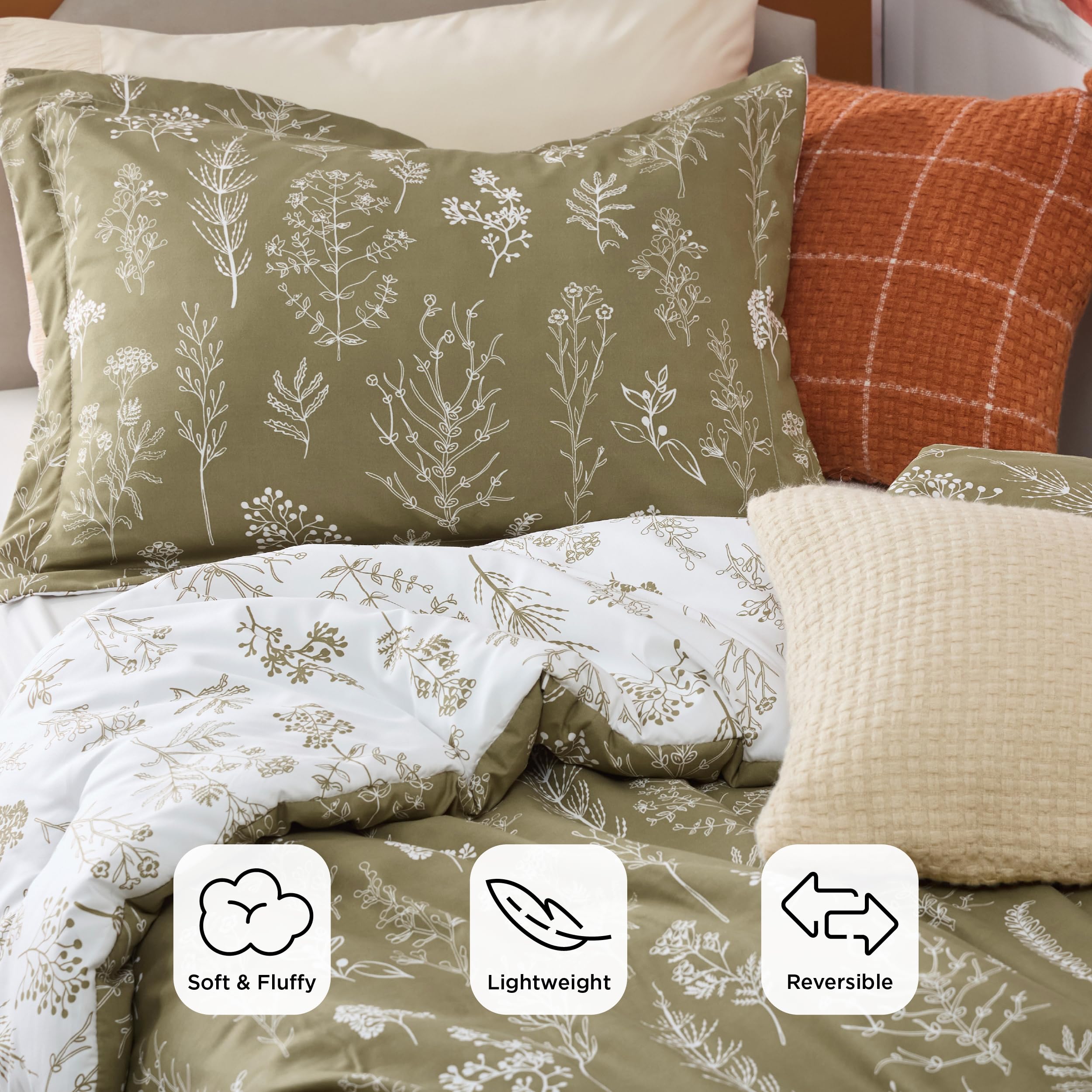 Bedsure reversed comforter side revealing complementary color and styling option