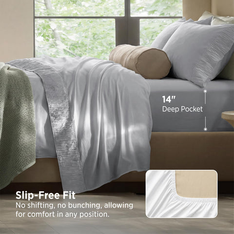 Bedsure ruched hem detail on pillowcase adds elegant border and style