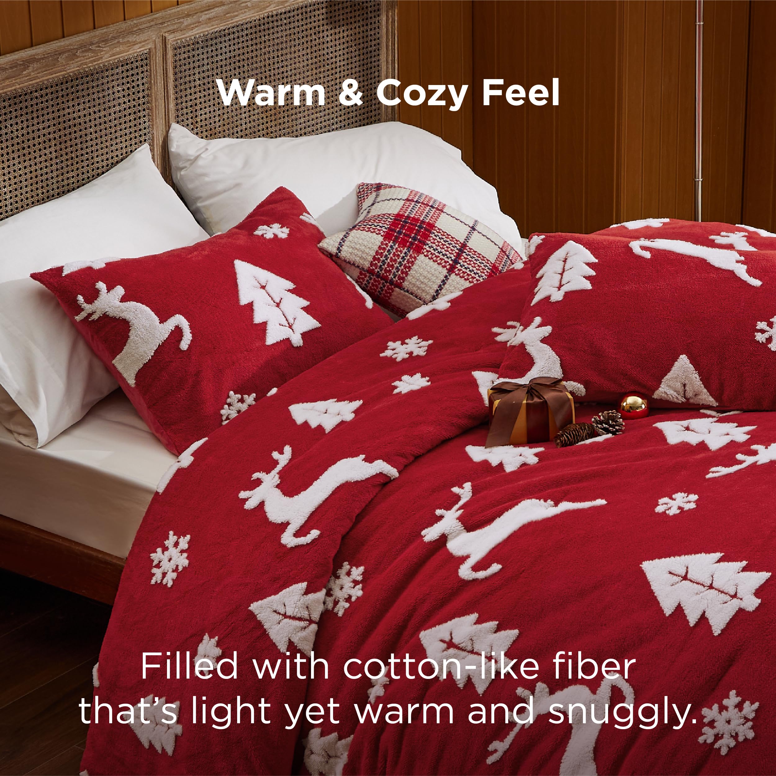 Bedsure detailed shot of running reindeer print adding festive visual appeal
