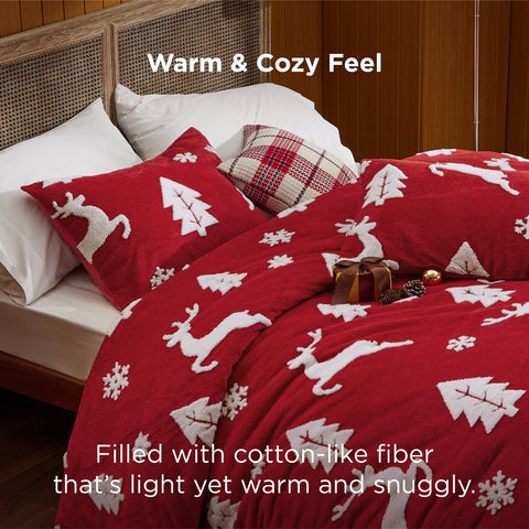 Bedsure detailed shot of running reindeer print adding festive visual appeal