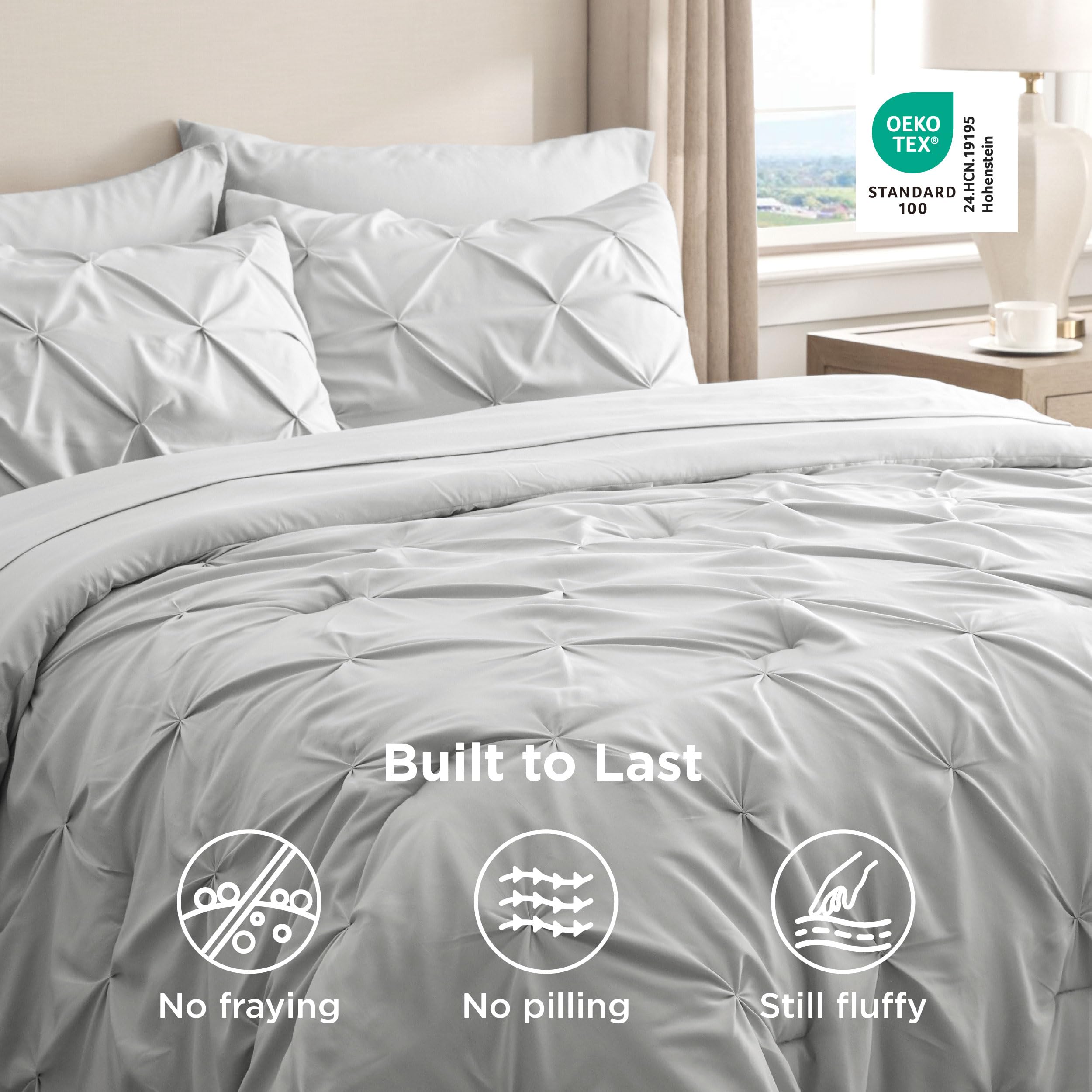Bedsure king-size comforter beside common items showing true scale and coverage