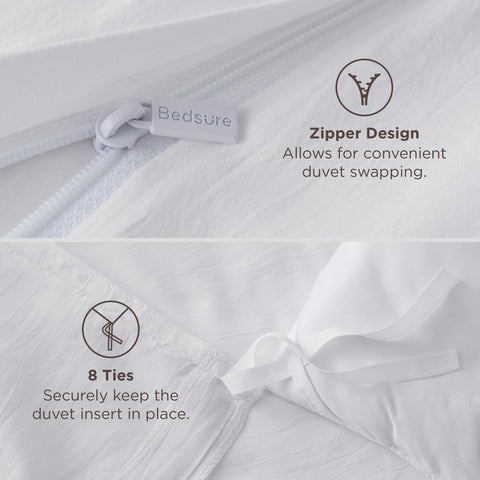 Bedsure duvet cover with measuring tape showing 104x98 size clarity