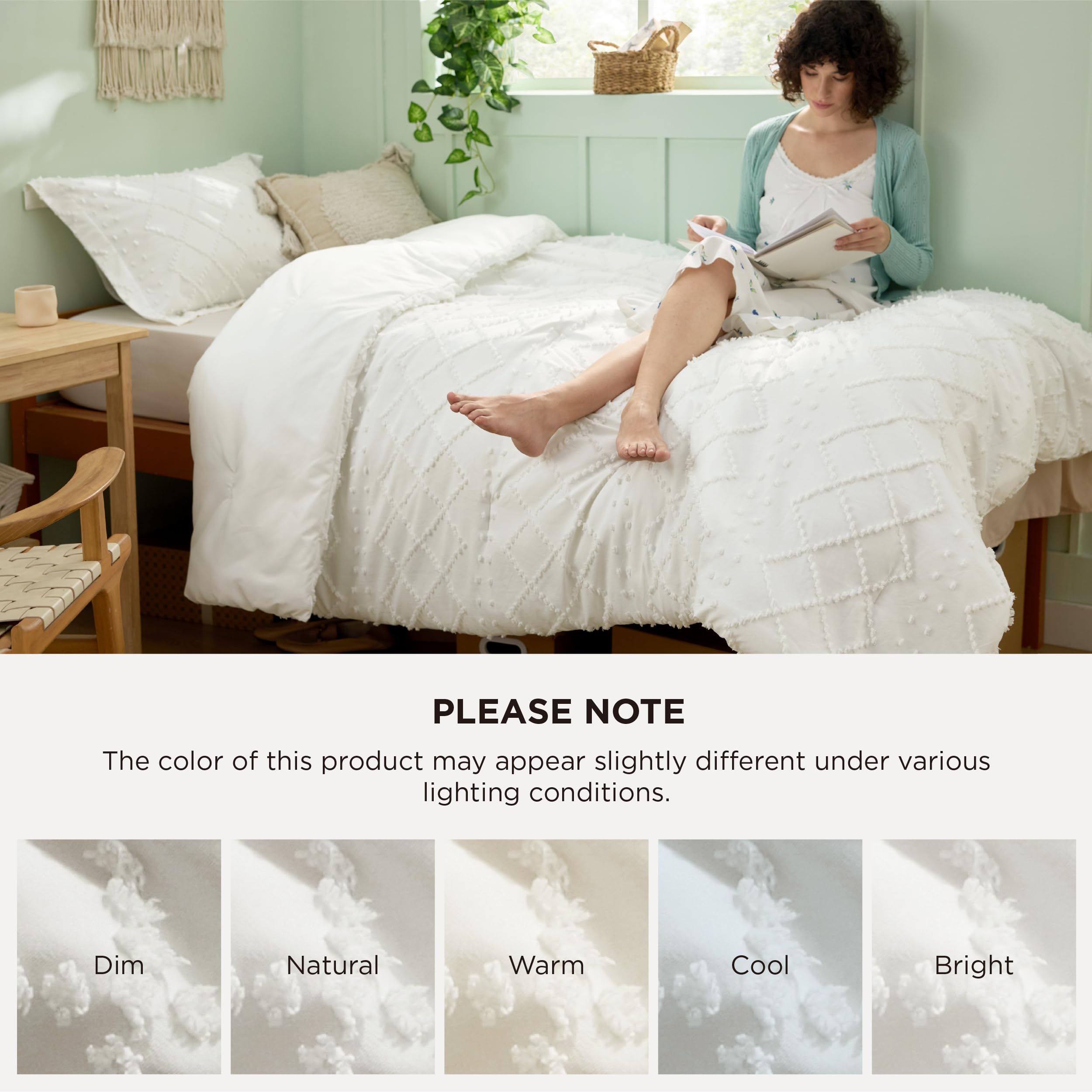 Bedsure comforter styled with pillows and throw showcasing layered farmhouse decor