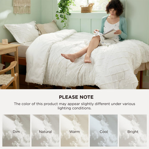 Bedsure comforter styled with pillows and throw showcasing layered farmhouse decor