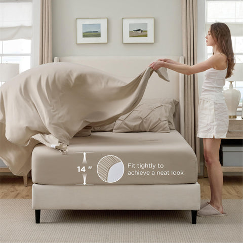 Bedsure decorative shams and accent pillows arrangement creating a polished bed aesthetic