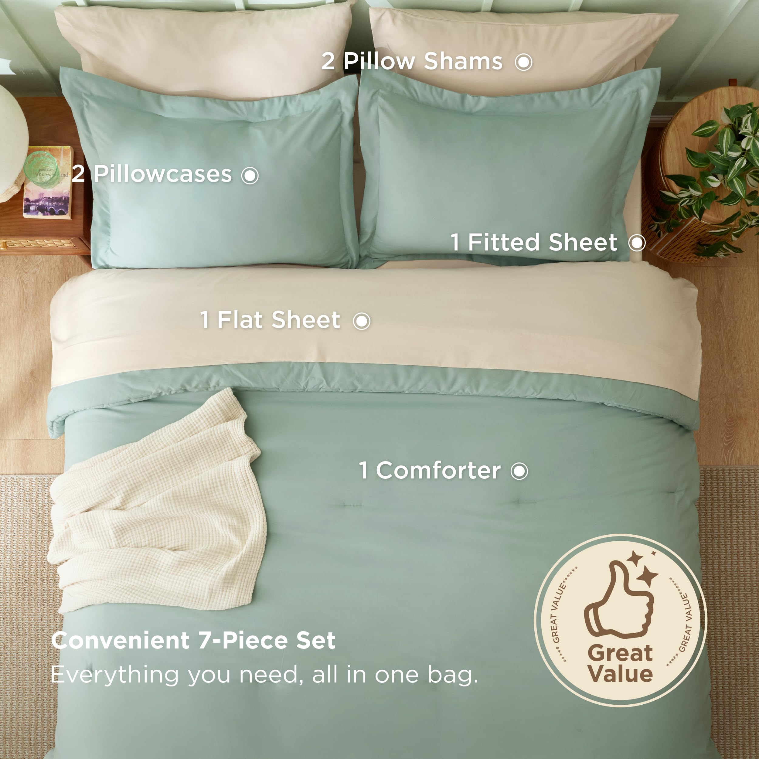 Bedsure sheets and shams dual-tone contrast for layered visual depth