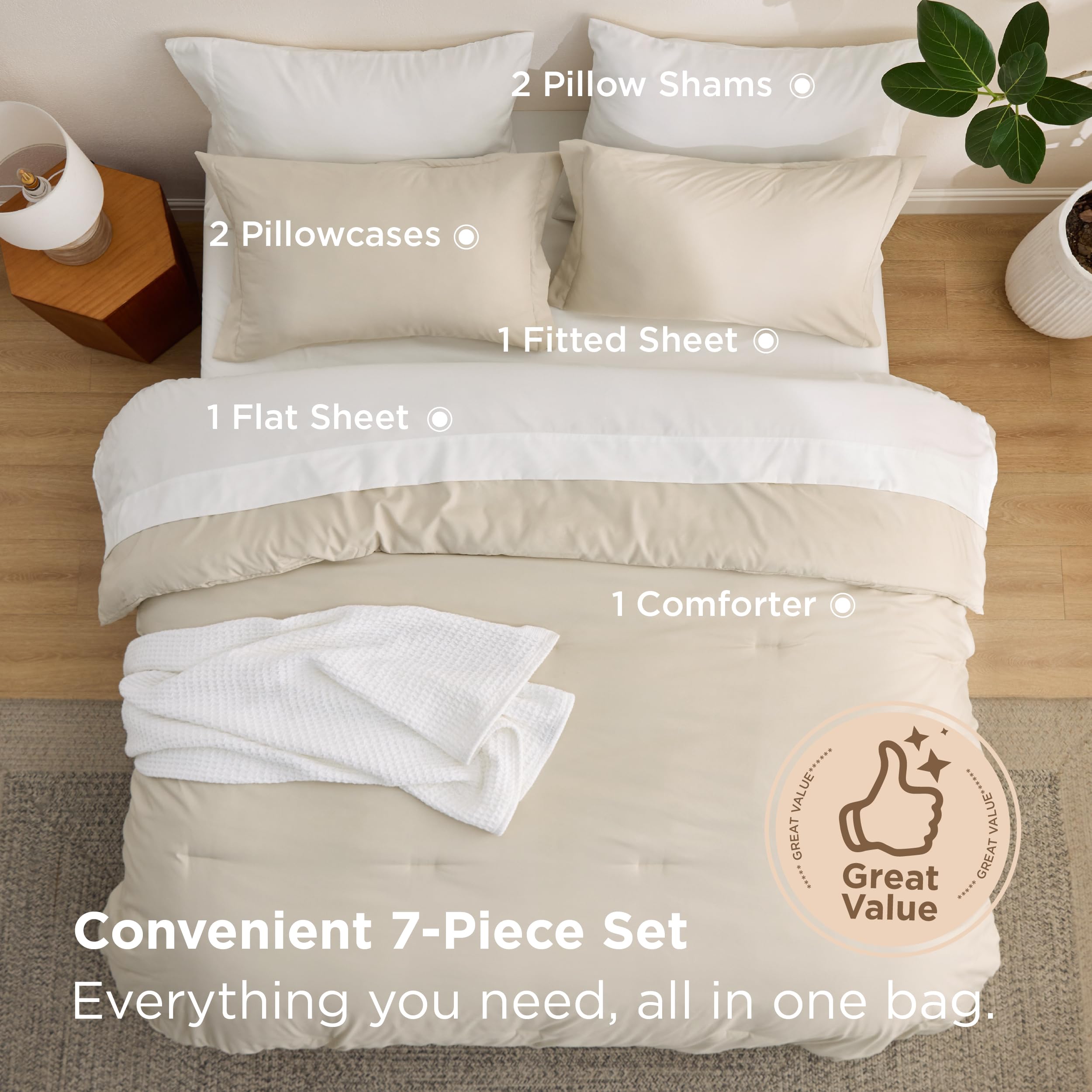 Bedsure fitted sheet pocket detail showing 14-inch depth for snug fit