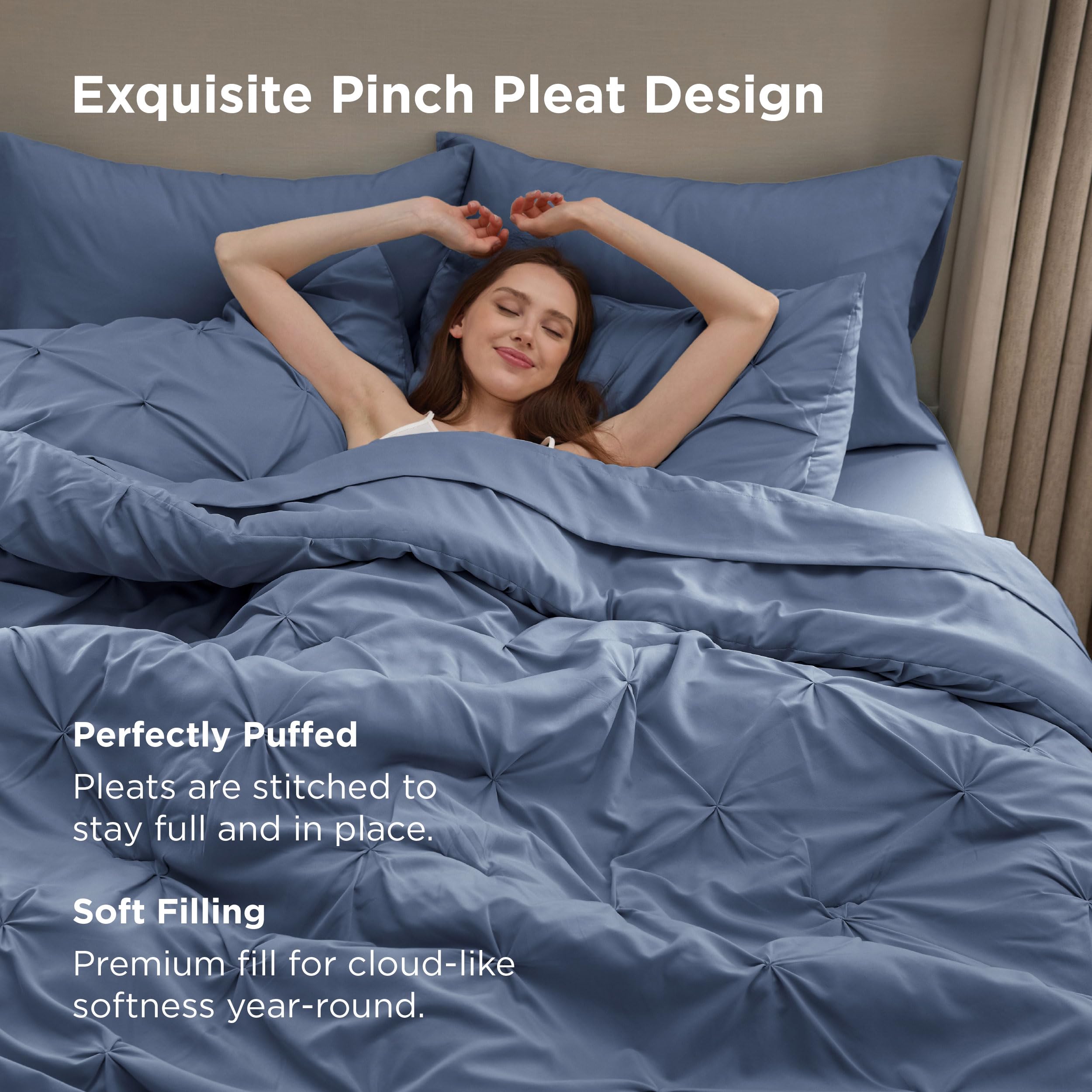 Bedsure flat and fitted sheets displayed to show smooth fabric and fit