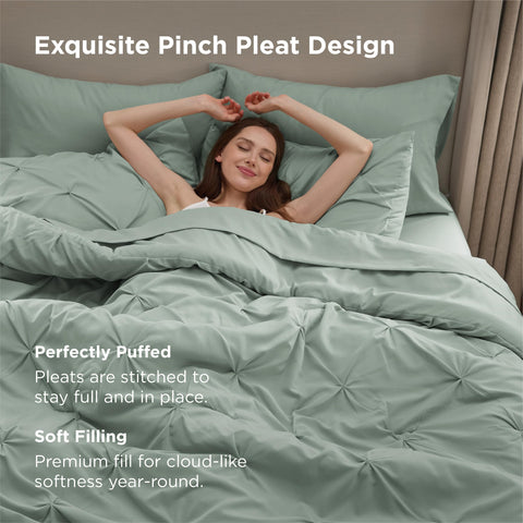 Bedsure flat-lay of coordinating sheets showcasing full set cohesion