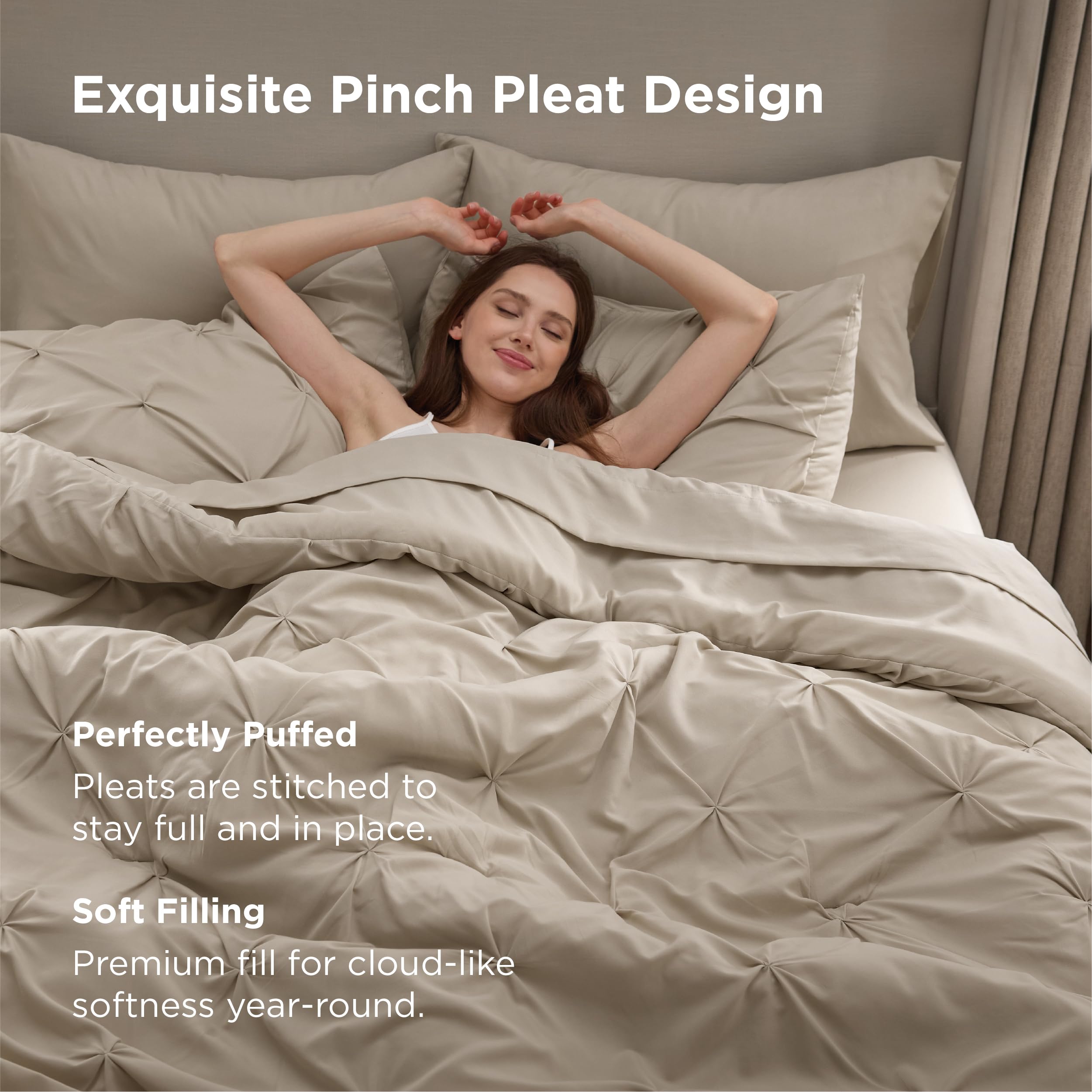 Bedsure folded sheet set stacked to show smooth microfiber and color consistency