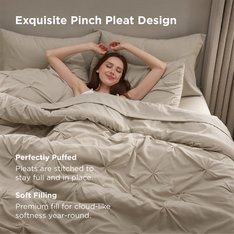 Bedsure folded sheet set stacked to show smooth microfiber and color consistency