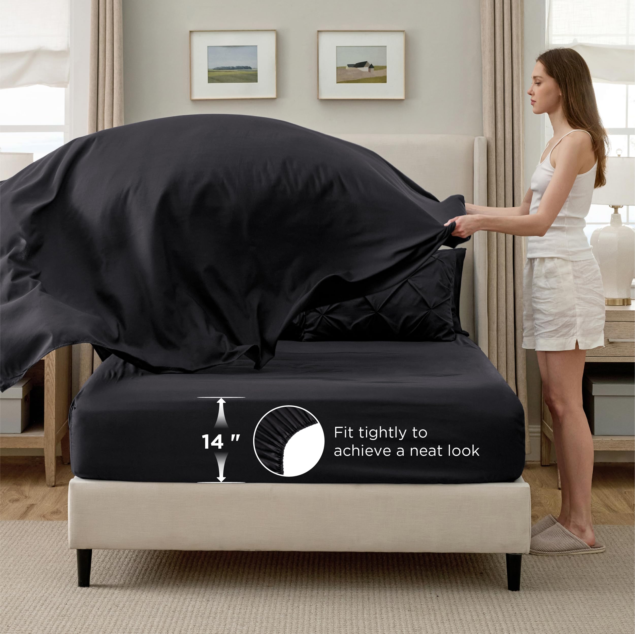 Bedsure sheet set folded neatly conveying coordinated convenience