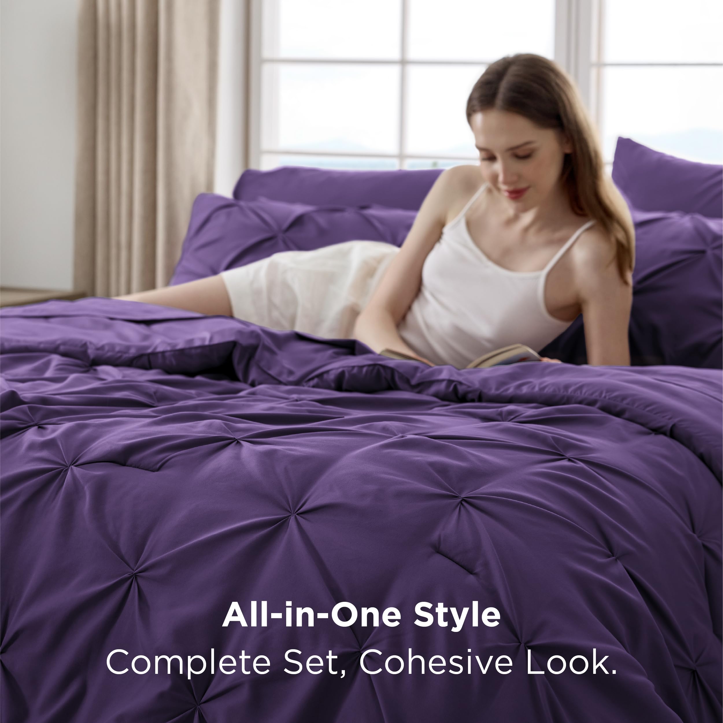Bedsure flat and fitted sheets displayed to show smooth, wrinkle-resistant finish