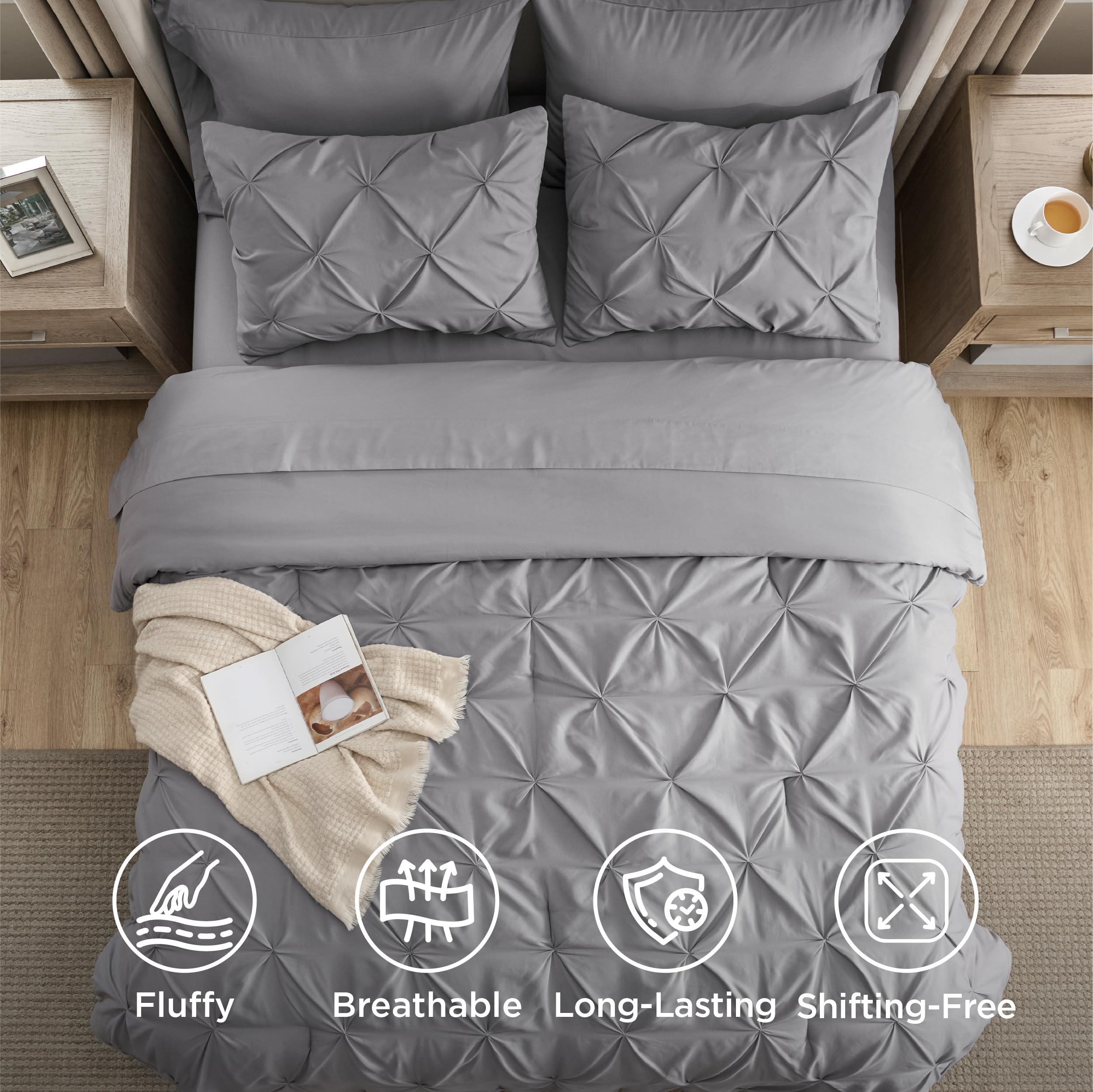 Bedsure flat sheets laid out illustrating smooth, wrinkle-resistant surface