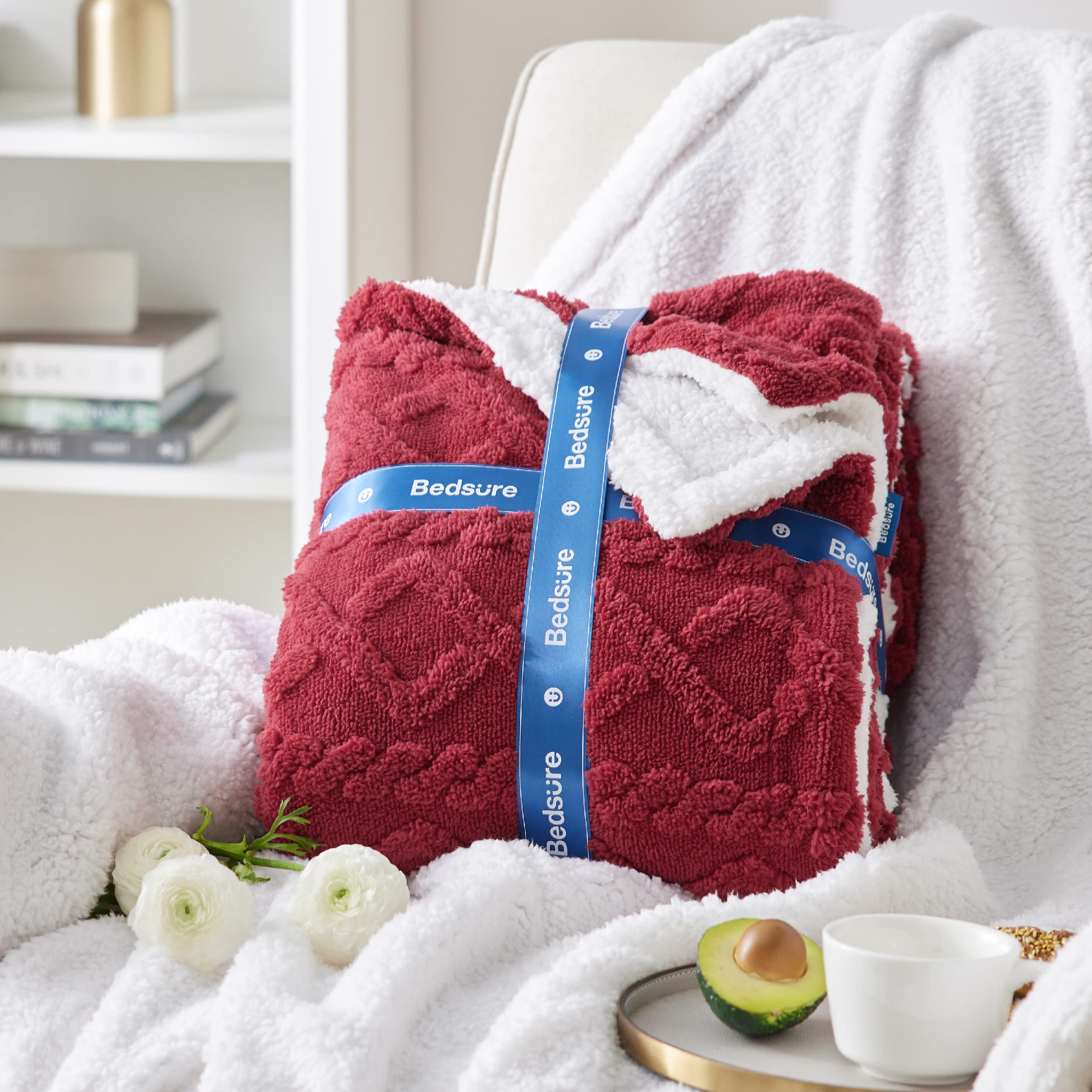 Bedsure blanket in a cozy living room scene creating inviting comfort
